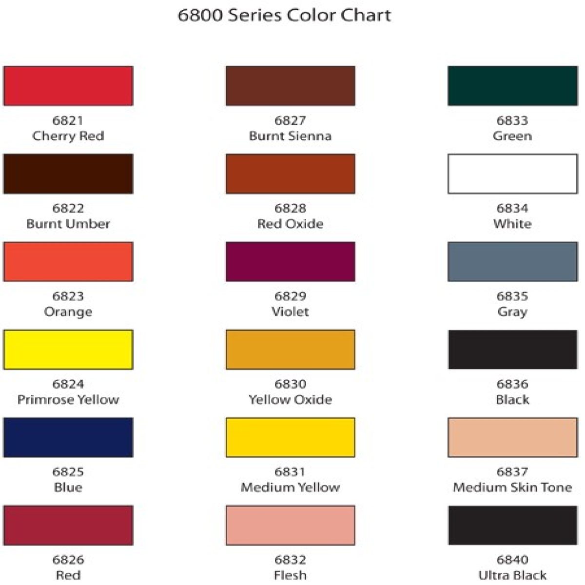 OPAQUE POLYURETHANE PIGMENT CHART